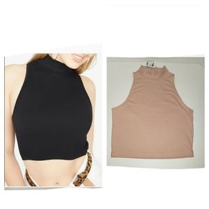 NWT Charlotte Russe Mock Neck Sleeveless Crop Tank